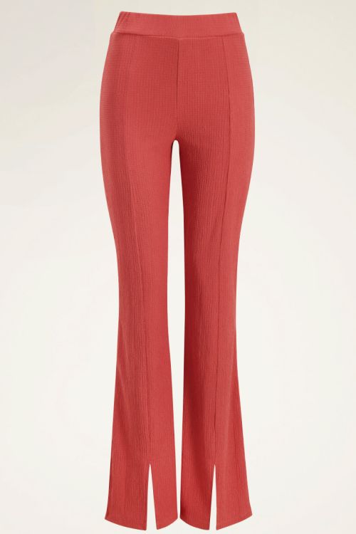 Rode flared broek met structuur | My Jewellery