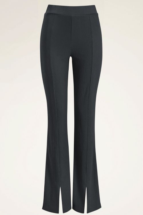 Grijze flared broek met structuur | My Jewellery