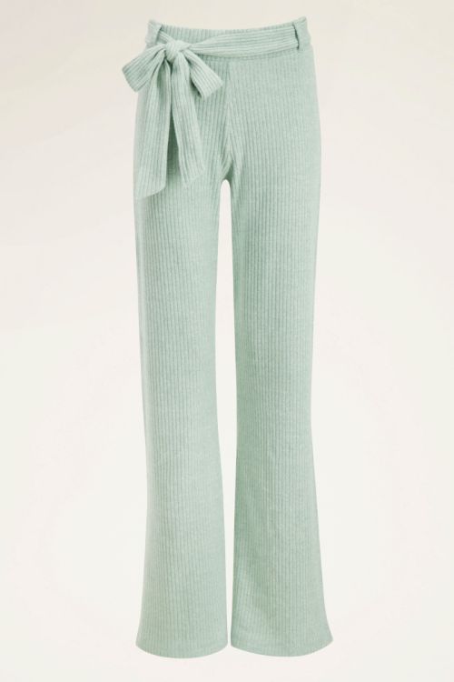 Mint rib broek met ceintuur | My Jewellery