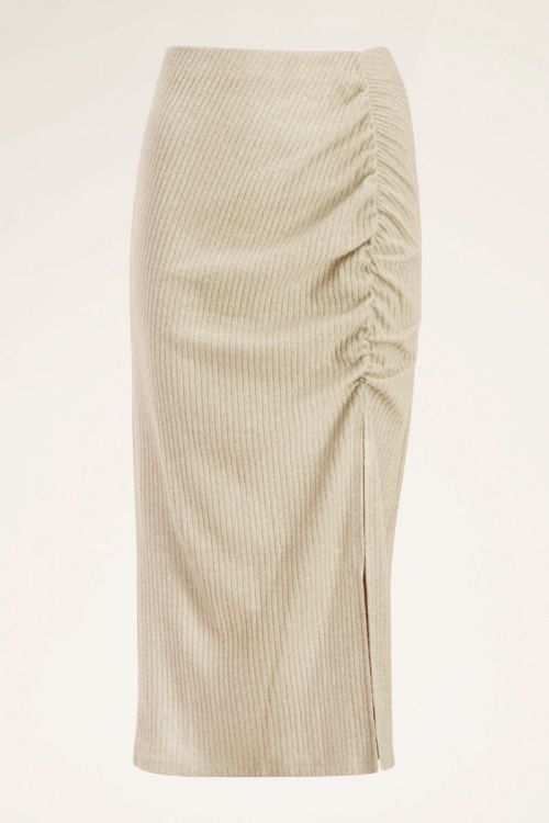 Beige rib rok met split | My Jewellery