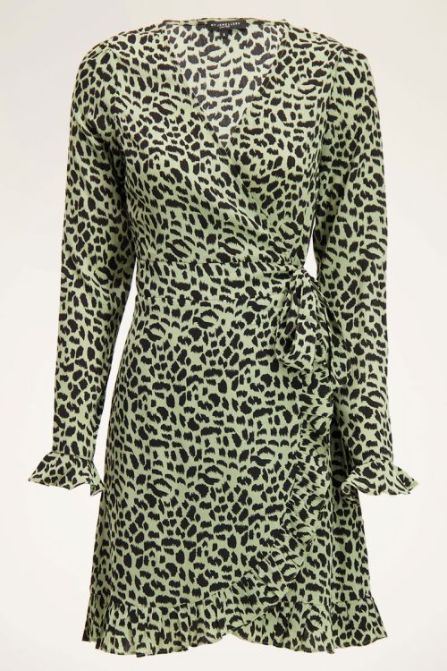 Groene wikkeljurk met cheetah print | My Jewellery