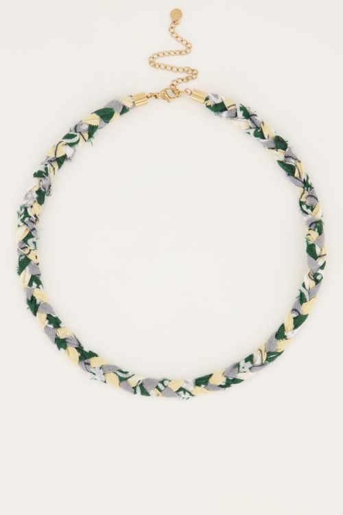 Mintgrüne geflochtene Halskette mit Sonnensteinen