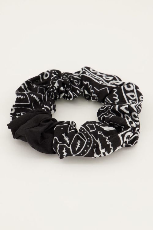 Scrunchie bandana print zwart