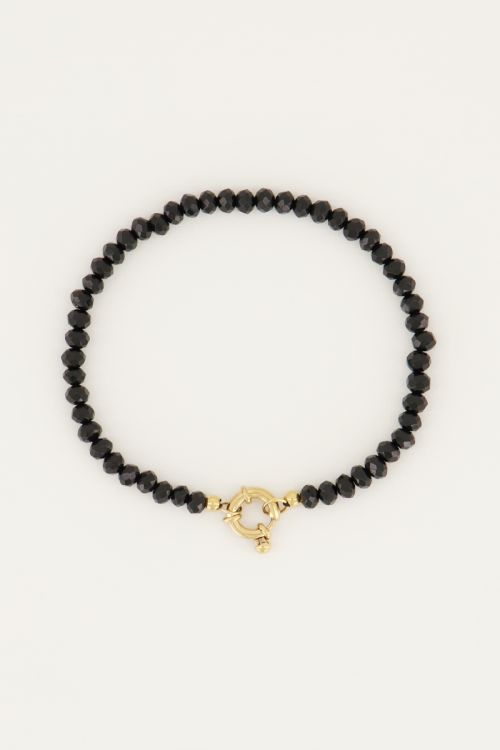 Zwarte kralen armband met slotje