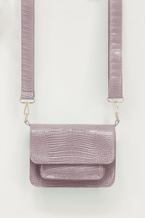 Lichtpaarse schoudertas croco print | My Jewellery