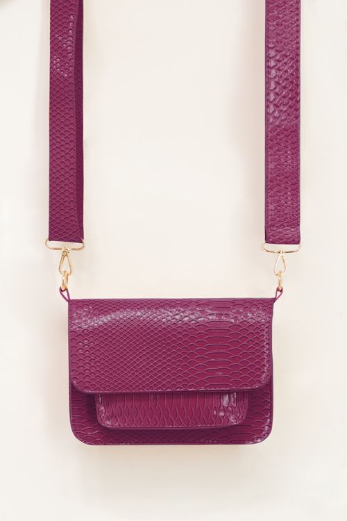 Fuchsia schoudertas met croco print | My Jewellery