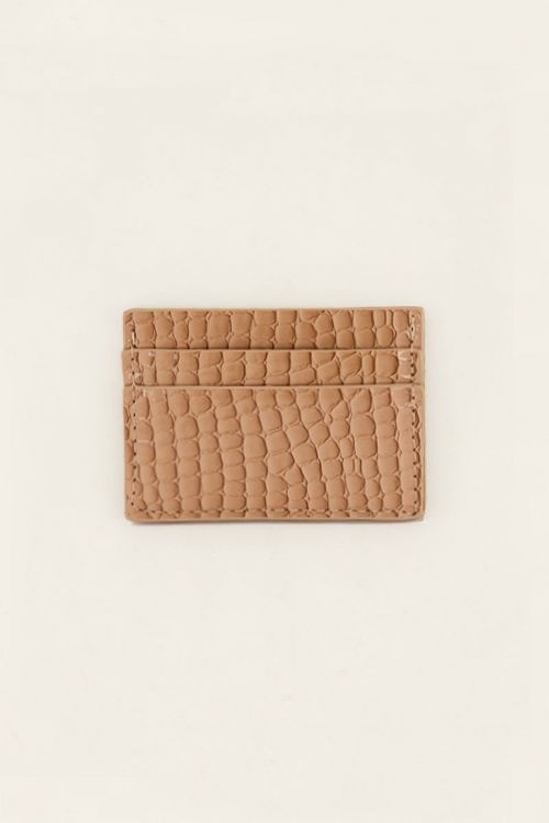 Bruine pasjeshouder met croco print