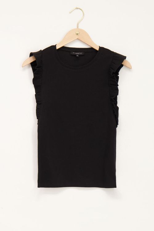 Zwart T-shirt met ruffles | My Jewellery