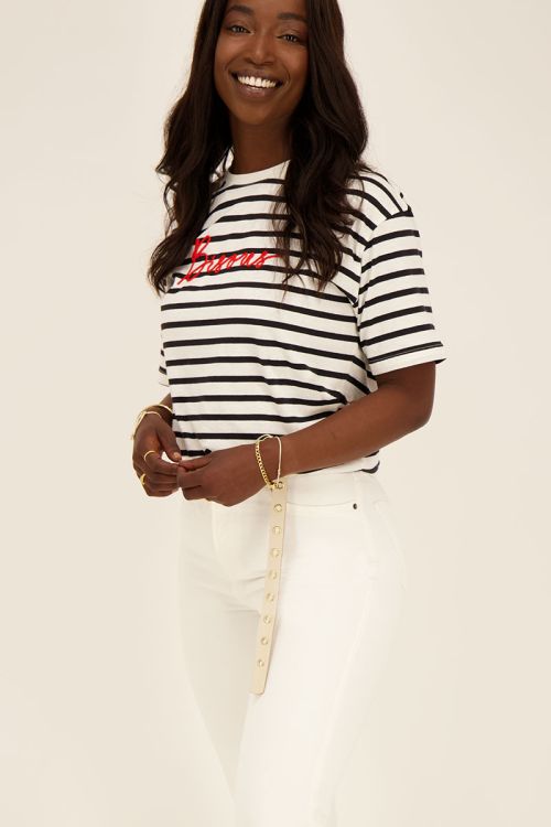 Zwart-wit gestreept T-shirt Bisous | My Jewellery