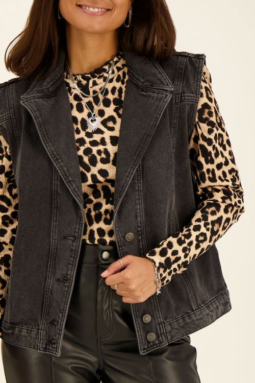 Black denim gilet with pockets | My Jewellery