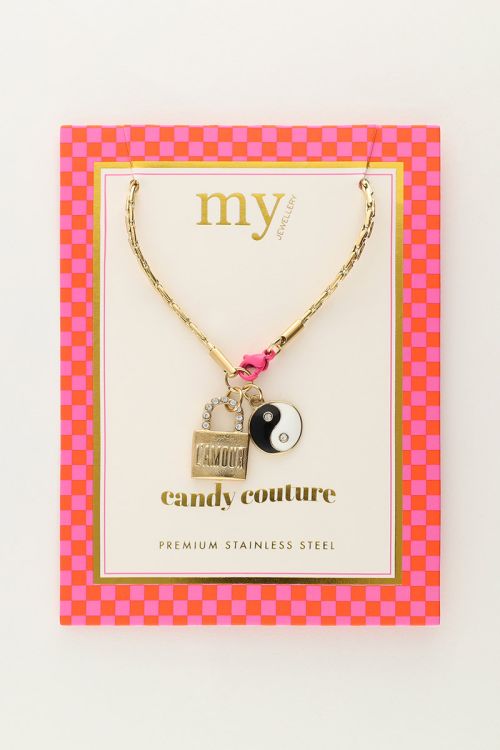 Candy necklace with charms and pink clasp | My Jewellery