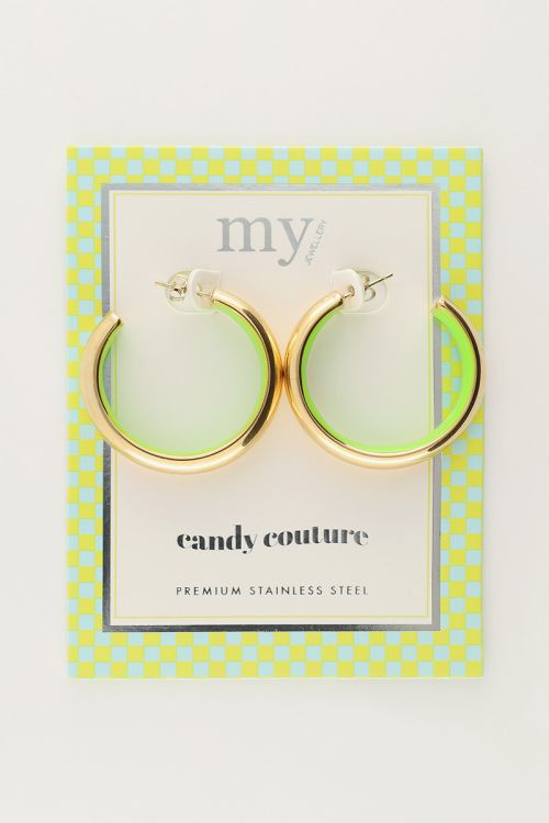 Candy hoop earrings large with green inside | My Jewellery