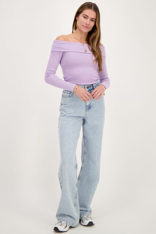 Lilac off-shoulder top with rib | My Jewellery