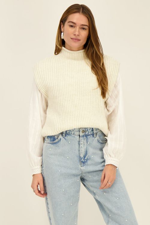 White knit spencer with turtleneck | My Jewellery