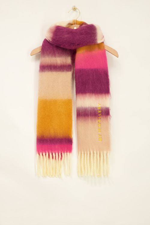 Sjaal met roze, paarse en oranje strepen | My Jewellery