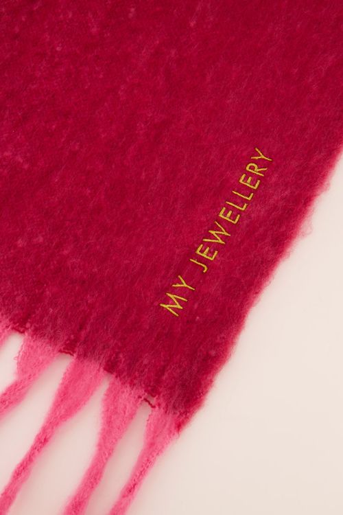 Pink and red scarf with fringing  | My Jewellery
