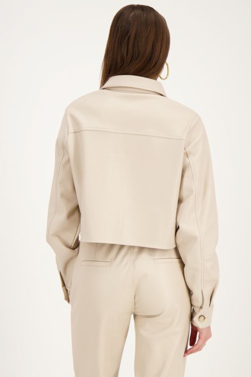 Beige cropped leather-look blouse | My Jewellery