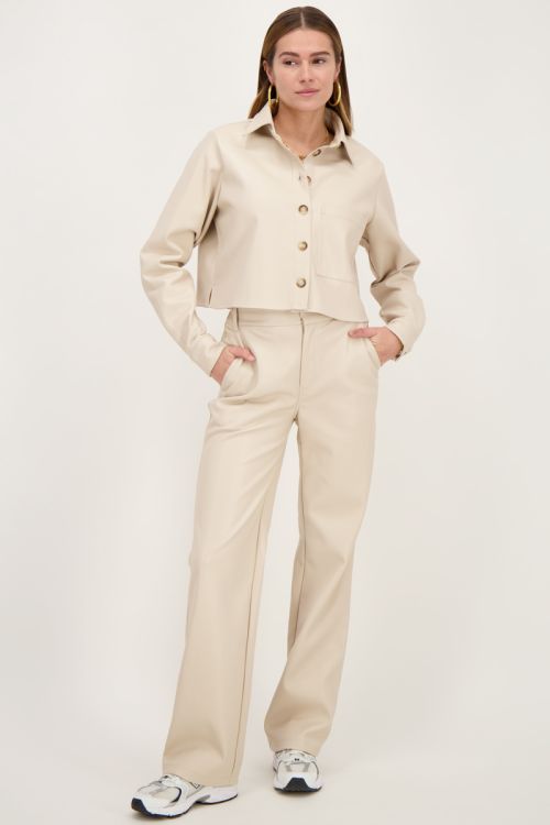 Beige cropped leather-look blouse | My Jewellery