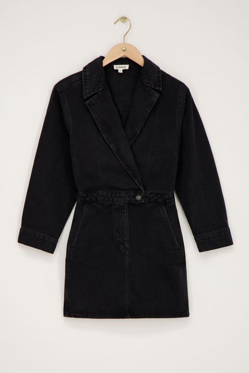 Black denim dress with lapel collar | My Jewellery