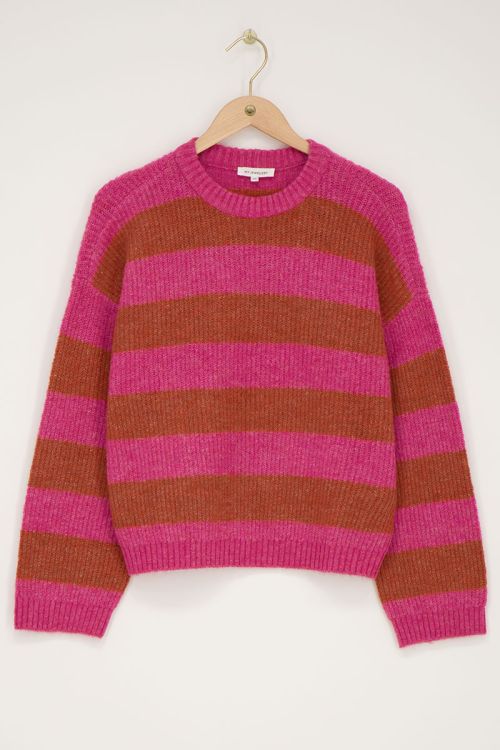 Pink sweater with orange stripes | My Jewellery