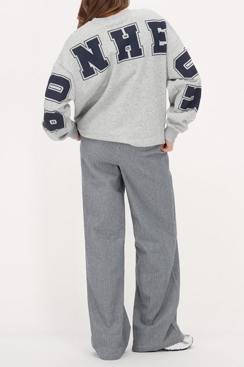 Blue and white striped pants with elastic band | My Jewellery