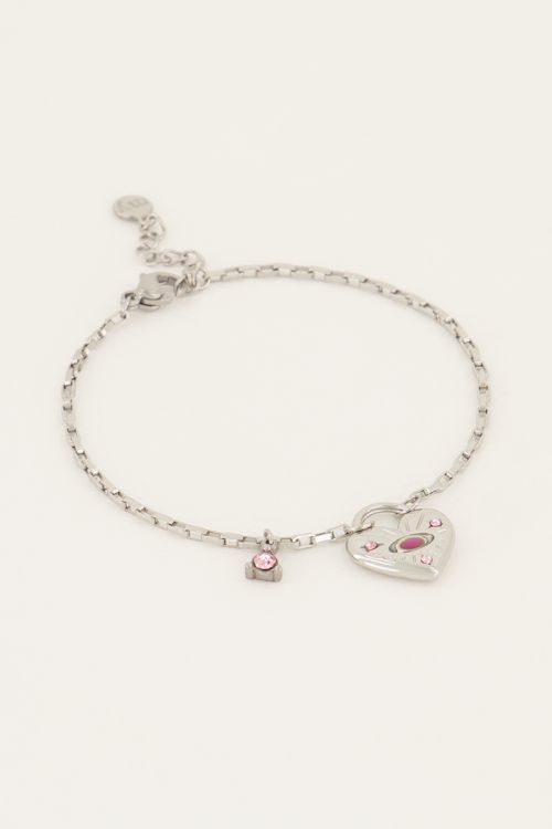 MOOD armband met hart & roze steen