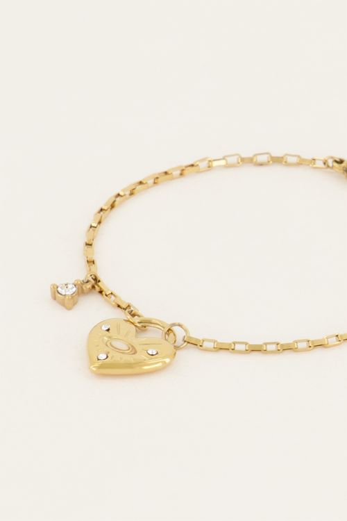 MOOD armband met hart & zilverkleurige steen