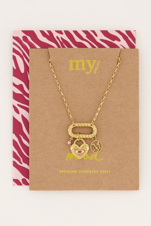 MOOD ketting met hart & roze steen