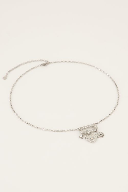 MOOD ketting met hart & transparante steen