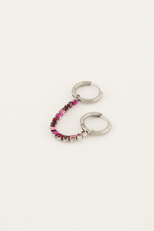 MOOD oorring met roze stenen