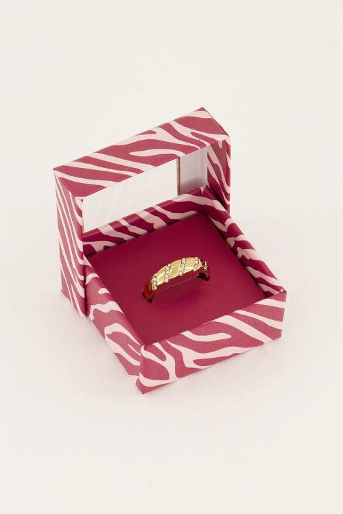 MOOD Ring breit mit transparenten Steinen