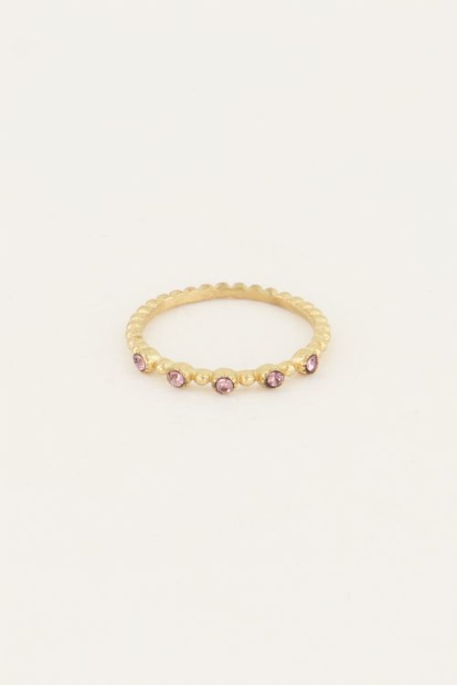 MOOD ring met roze stenen