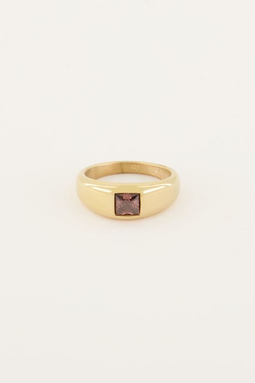 MOOD Ring mit quadratischem rosa Stein