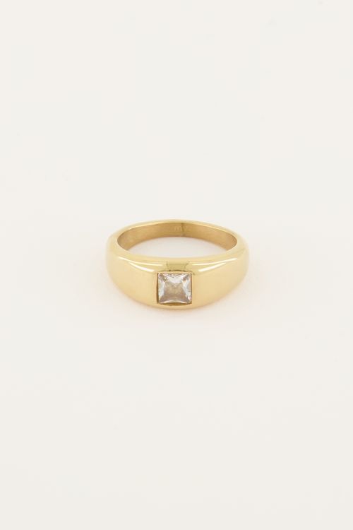 MOOD ring met vierkante transparante steen | My Jewellery