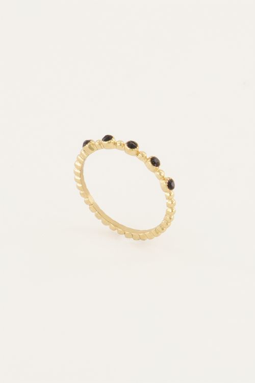 MOOD ring met zwarte stenen