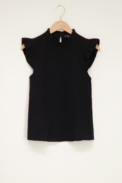 Zwarte top met volantmouwen