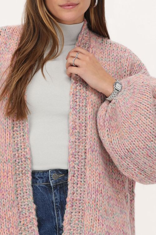 Multicolour chunky knitted cardigan with lurex | My Jewellery