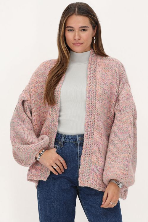 Multicolour chunky knitted cardigan with lurex | My Jewellery