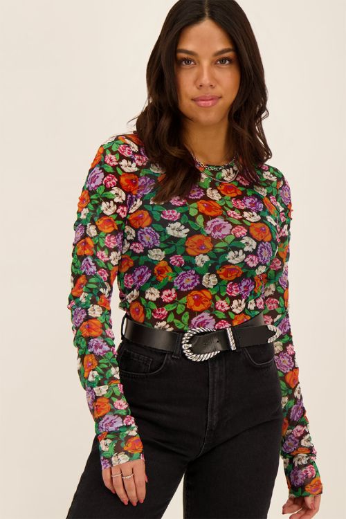 Multikleur mesh top met klaproos print | My Jewellery
