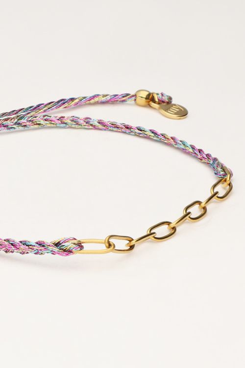 Multicolor rope bracelet with links