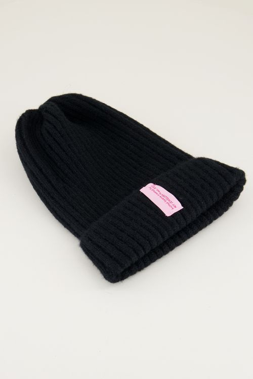 Zwarte winter beanie, beanie my jewellery