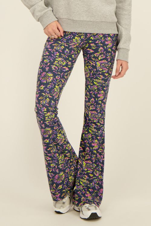 Navy flared trousers in paisley print | My Jewellery