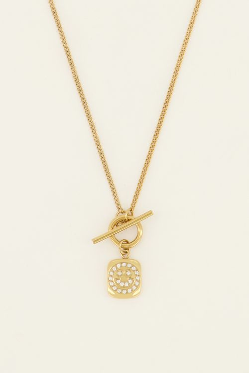 Necklace with clasp & rhinestone smiley charm | My Jewellery