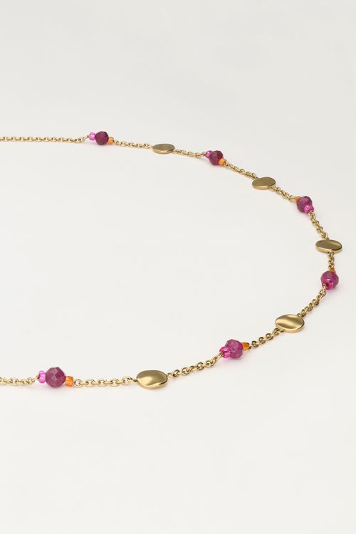 Necklace with mint and purple beads