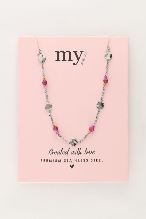 Necklace with mint and purple beads