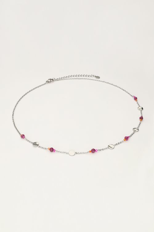 Necklace with mint and purple beads