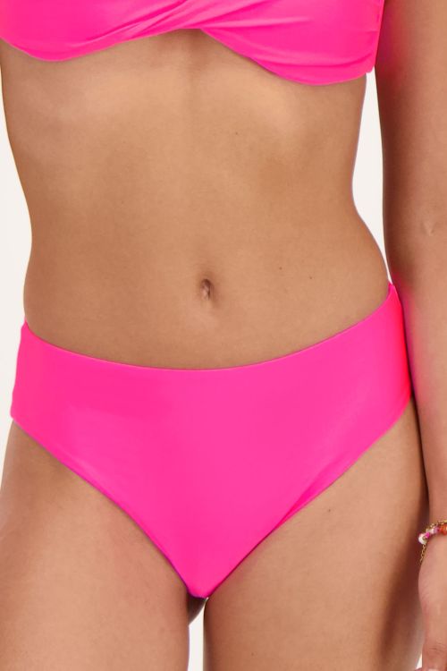 Shiny neon pink high-waisted bikini bottoms  | My Jewellery