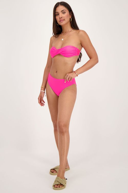 Shiny neon pink high-waisted bikini bottoms  | My Jewellery