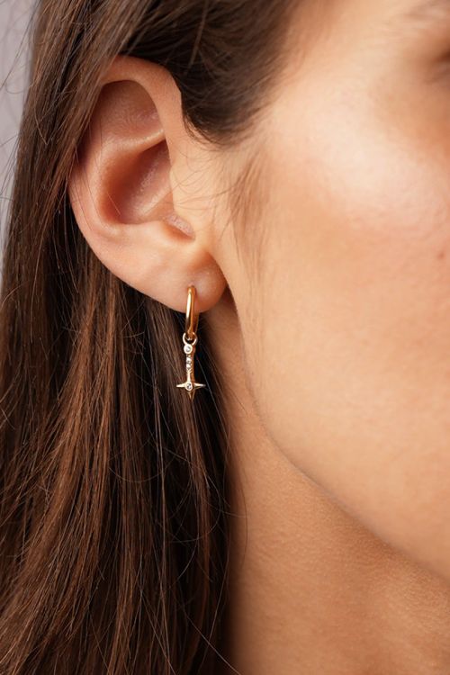 Nomads minimalistische Creolen mit Stern und Strass