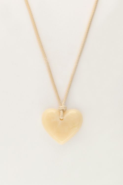 Ocean beige koord ketting met hart